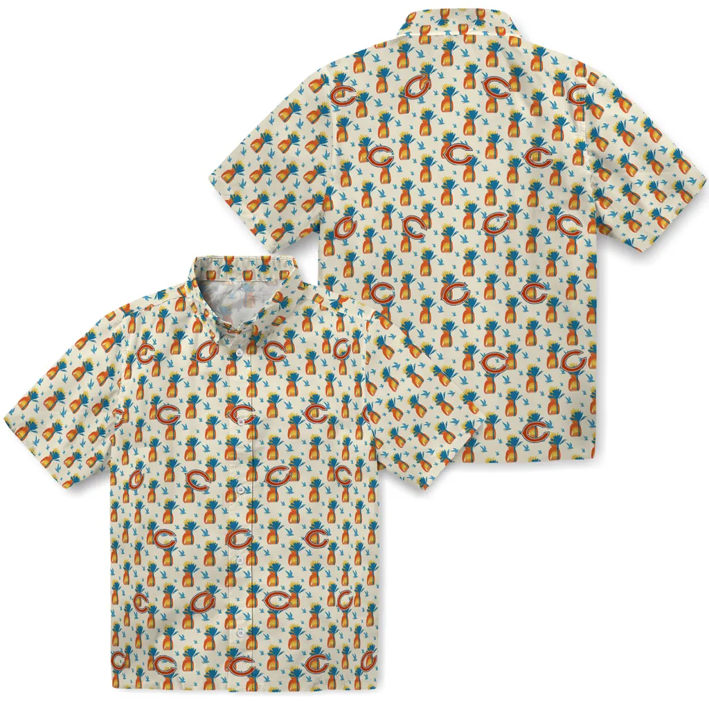 Chicago Bears Hawaiian Shirt - Pineapple Delight chicago bears pineapple delight beige hawaiian shirts high quality
