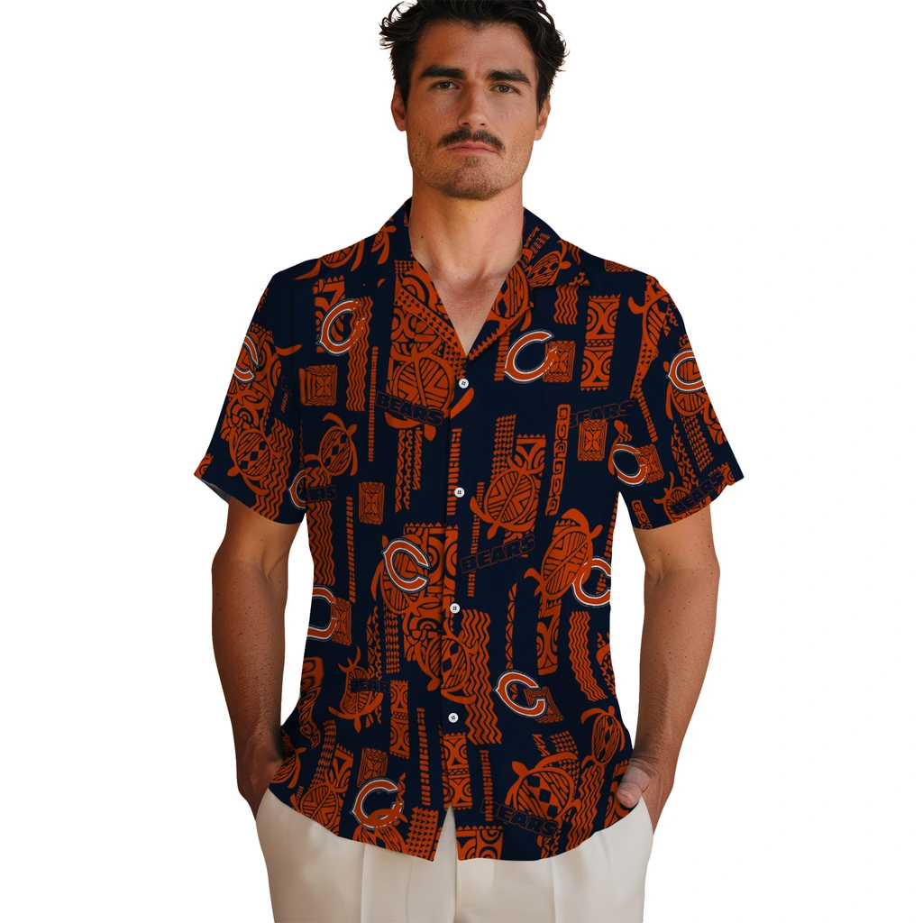 Chicago Bears Hawaiian Shirt - Turtle Lines chicago bears turtle lines blue hawaiian shirts fashion forward