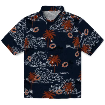 chicago bears wave palm blue hawaiian shirts best selling