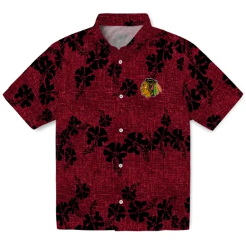 chicago blackhawks hibiscus petals red hawaiian shirts best selling
