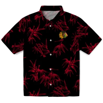 chicago blackhawks bamboo branches red black hawaiian shirts best selling