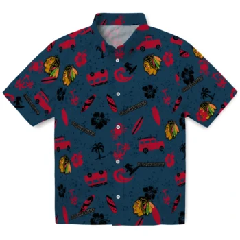 chicago blackhawks beach vibe navy hawaiian shirts best selling