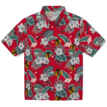 chicago blackhawks flamingo palms red hawaiian shirts best selling