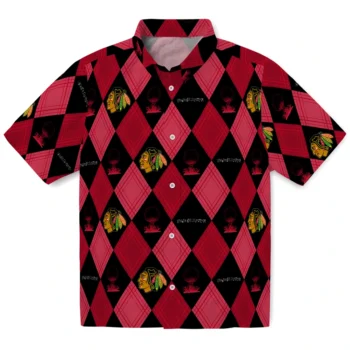 chicago blackhawks balloon plaid red hawaiian shirts best selling