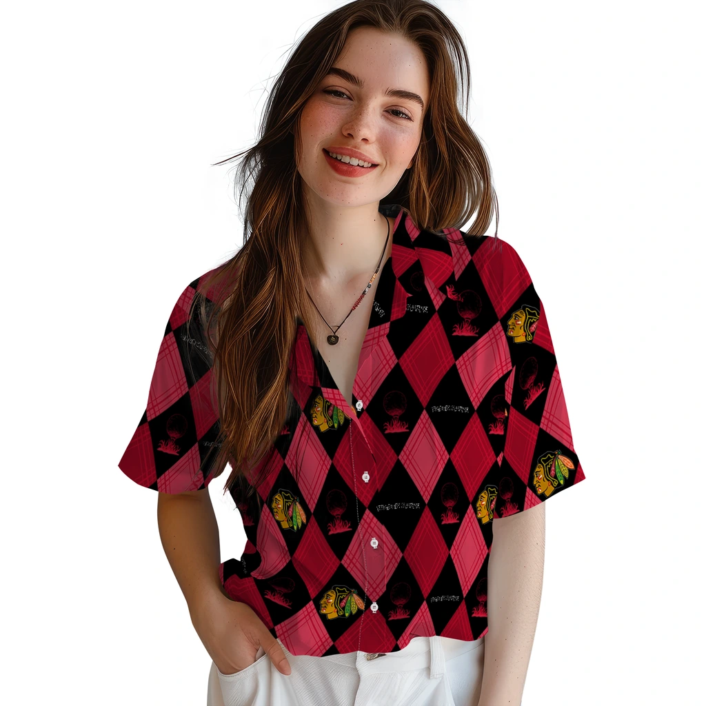 Chicago Blackhawks Hawaiian Shirt - Golfing Plaid chicago blackhawks balloon plaid red hawaiian shirts latest model