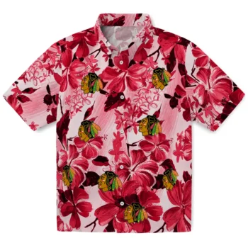 chicago blackhawks hibiscus arrangement red hawaiian shirts best selling