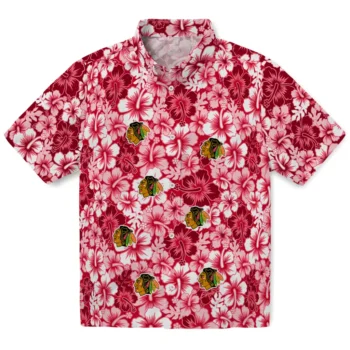 chicago blackhawks hibiscus blooms red hawaiian shirts best selling