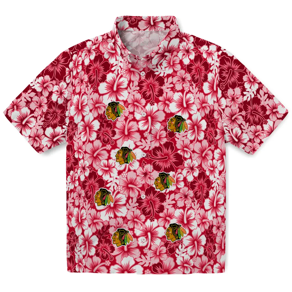 Chicago Blackhawks Hawaiian Shirt - Hibiscus Blooms chicago blackhawks hibiscus blooms red hawaiian shirts best selling