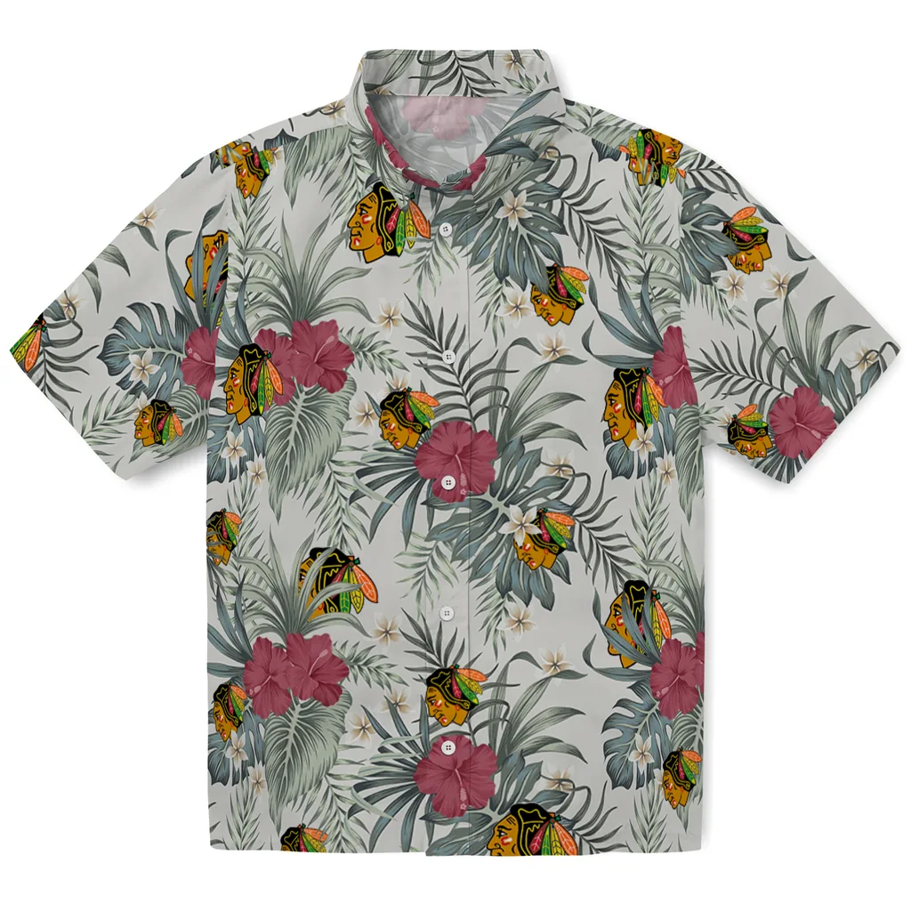 Chicago Blackhawks Hawaiian Shirt - Hibiscus Designs chicago blackhawks hibiscus designs beige hawaiian shirts best selling