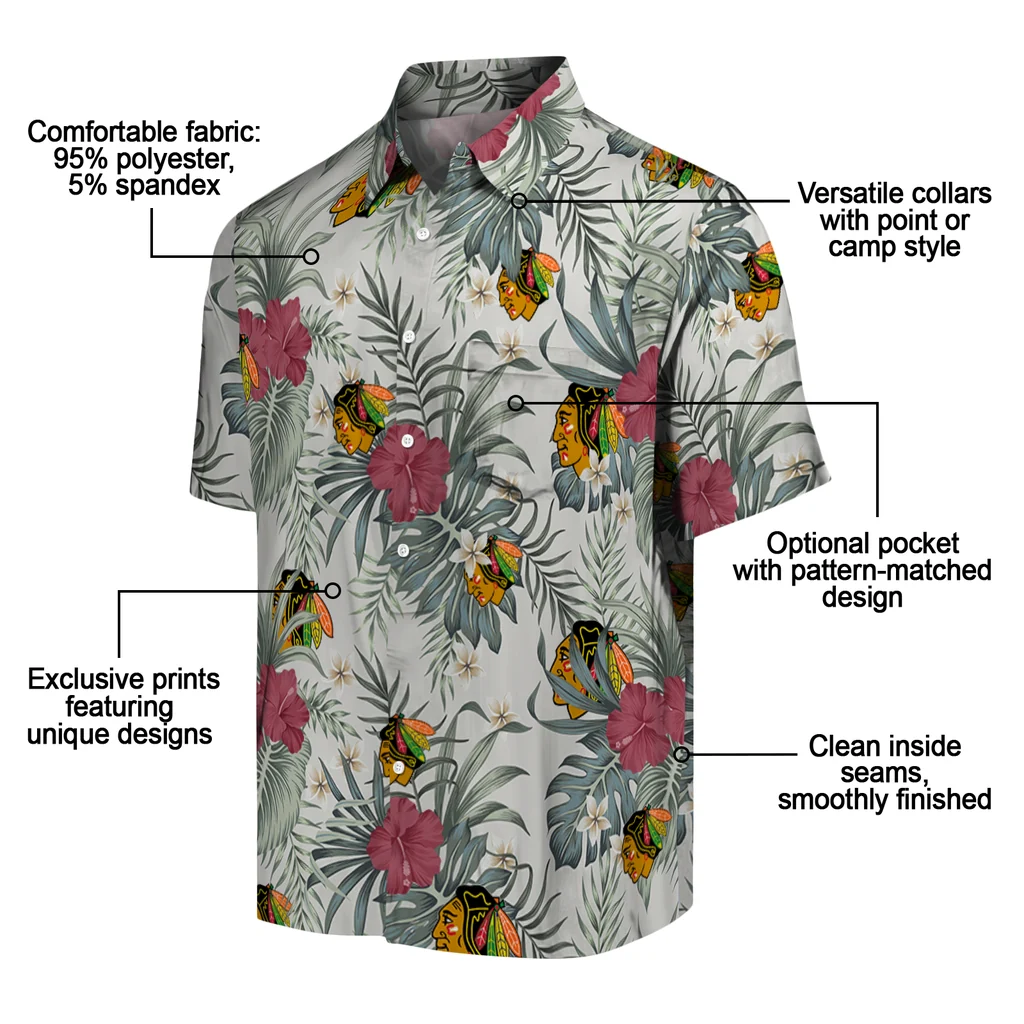 Chicago Blackhawks Hawaiian Shirt - Hibiscus Designs chicago blackhawks hibiscus designs beige hawaiian shirts new arrival