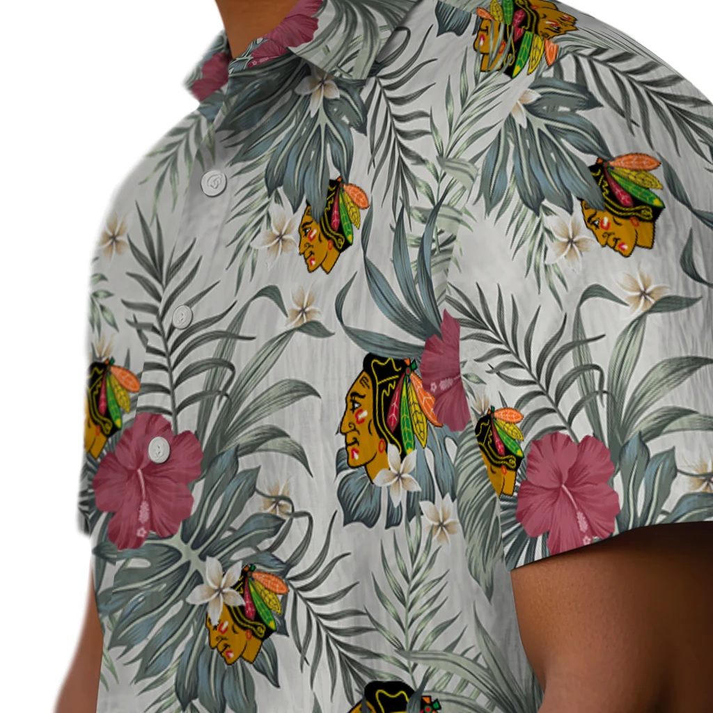 Chicago Blackhawks Hawaiian Shirt - Hibiscus Designs chicago blackhawks hibiscus designs beige hawaiian shirts trendy