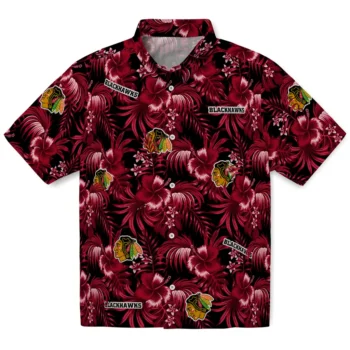chicago blackhawks hibiscus exotic red hawaiian shirts best selling