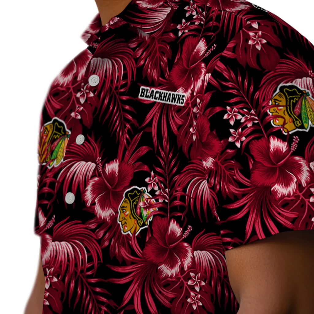 Chicago Blackhawks Hawaiian Shirt - Hibiscus Exotic chicago blackhawks hibiscus exotic red hawaiian shirts trendy