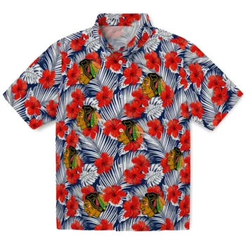 chicago blackhawks hibiscus fiesta red royal blue hawaiian shirts best selling