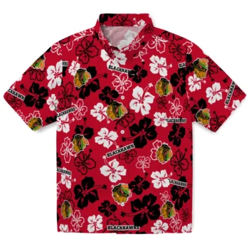 chicago blackhawks hibiscus bloom red hawaiian shirts best selling