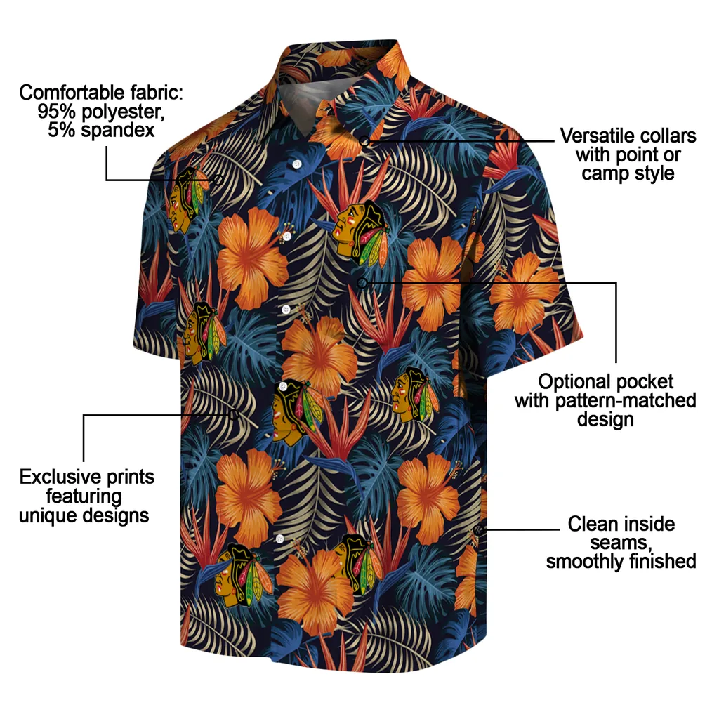 Chicago Blackhawks Hawaiian Shirt - Hibiscus Foliage chicago blackhawks hibiscus foliage hawaiian shirts new arrival