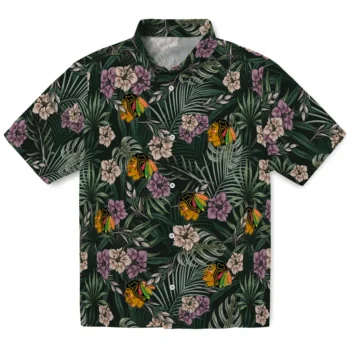 chicago blackhawks hibiscus leaves pattern green hawaiian shirts best selling
