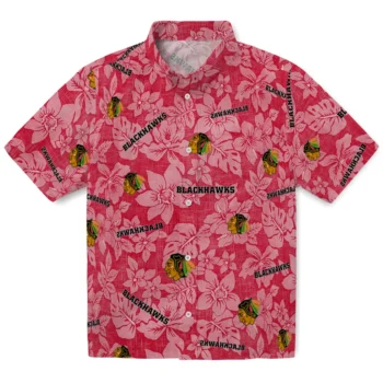 chicago blackhawks hibiscus oasis red hawaiian shirts best selling