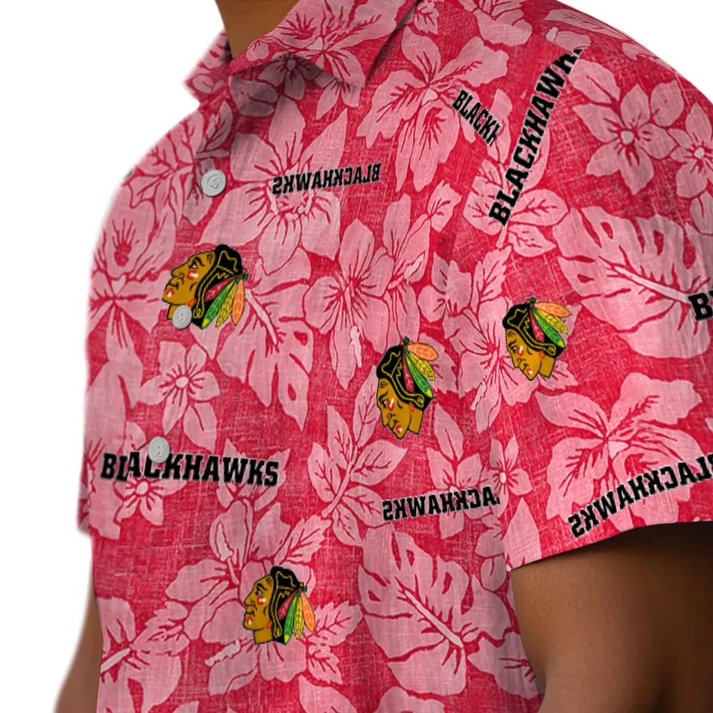 Chicago Blackhawks Hawaiian Shirt - Hibiscus Oasis chicago blackhawks hibiscus oasis red hawaiian shirts trendy