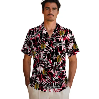 chicago blackhawks hibiscus overlay hawaiian shirts fashion forward