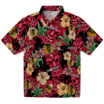 chicago blackhawks tiki jungle red hawaiian shirts best selling
