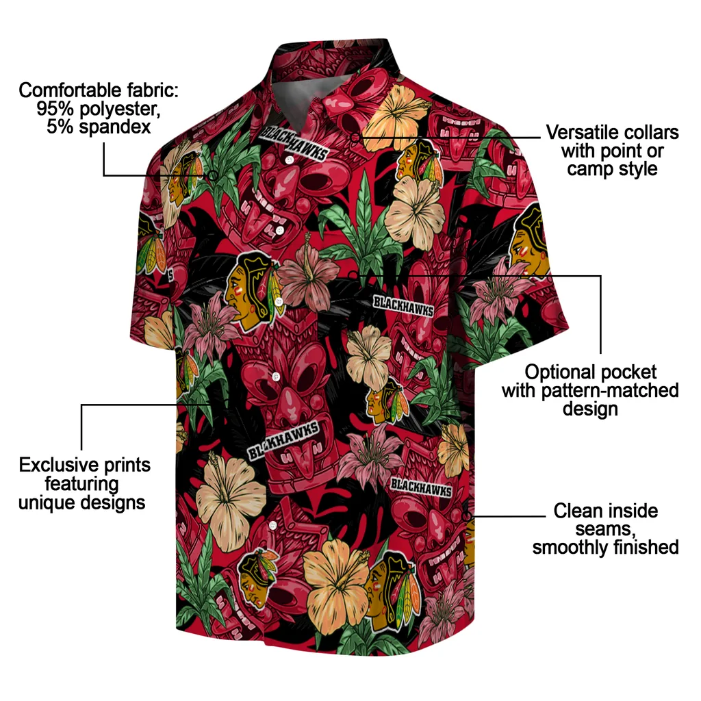 Chicago Blackhawks Hawaiian Shirt - Hibiscus Tiki Jungle chicago blackhawks tiki jungle red hawaiian shirts new arrival