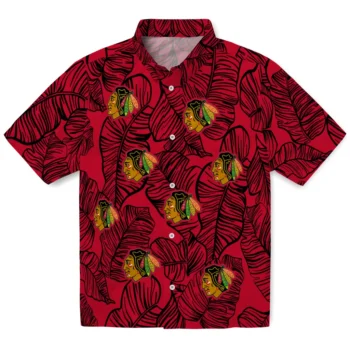 chicago blackhawks leaf outline red hawaiian shirts best selling