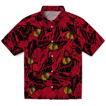 chicago blackhawks monstera layer red hawaiian shirts best selling