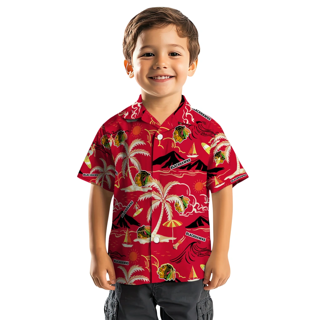 Chicago Blackhawks Hawaiian Shirt - Palm Tree Island chicago blackhawks palm tree island red hawaiian shirts top rated