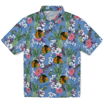 chicago blackhawks pineapple bouquet best sky blue hawaiian shirts best selling