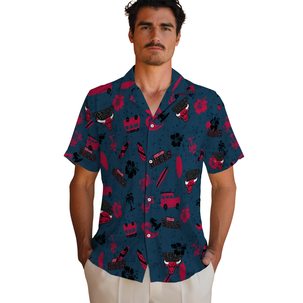 Chicago Bulls Hawaiian Shirt - Beach Vibe chicago bulls beach vibe navy hawaiian shirts fashion forward