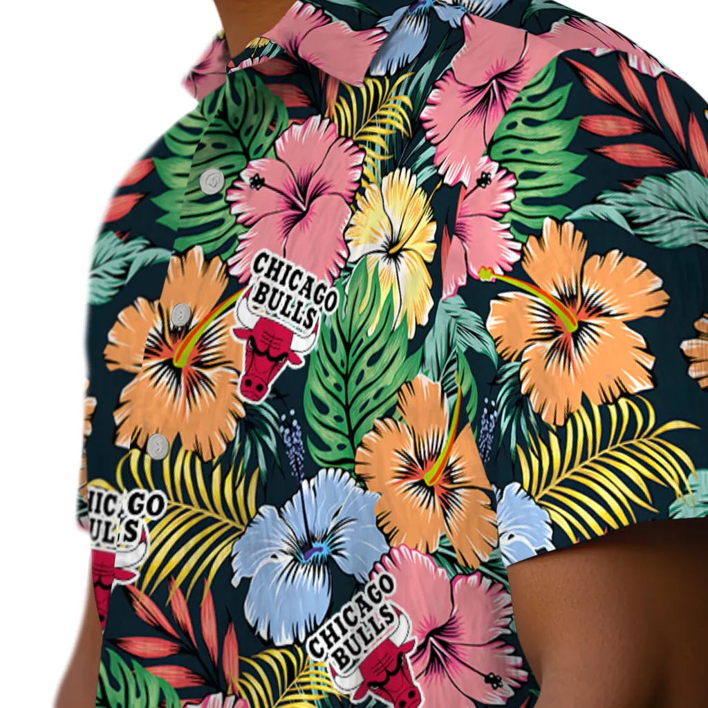 Chicago Bulls Hawaiian Shirt - Brilliant Hibiscus Garden chicago bulls brilliant hibiscus garden hawaiian shirts trendy