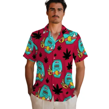 chicago bulls bong smile red hawaiian shirts fashion forward