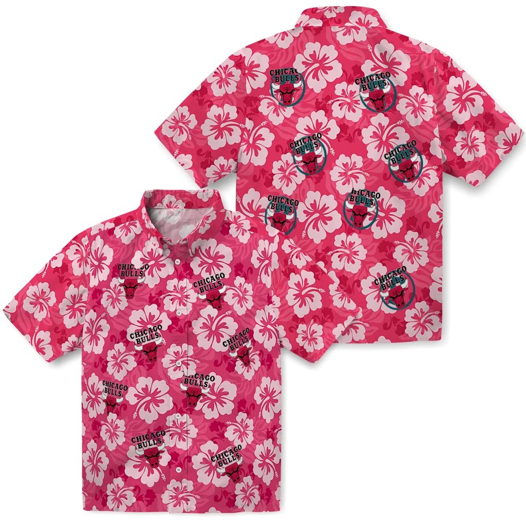 Chicago Bulls Hawaiian Shirt - Hibiscus Cluster chicago bulls hibiscus cluster red hawaiian shirts high quality
