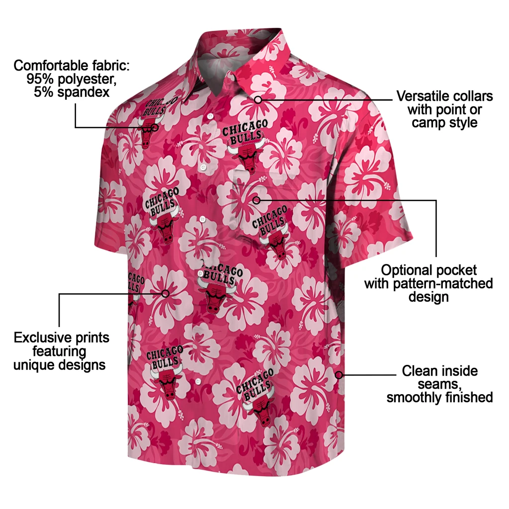 Chicago Bulls Hawaiian Shirt - Hibiscus Cluster chicago bulls hibiscus cluster red hawaiian shirts new arrival