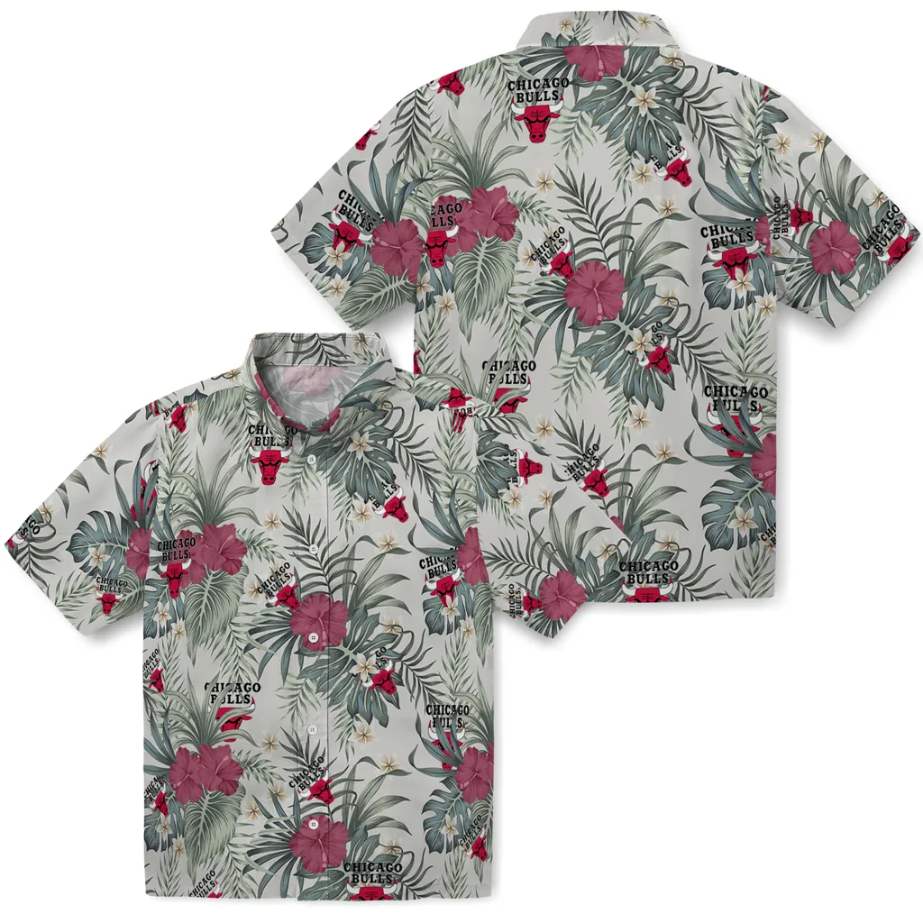 Chicago Bulls Hawaiian Shirt - Hibiscus Designs chicago bulls hibiscus designs beige hawaiian shirts high quality