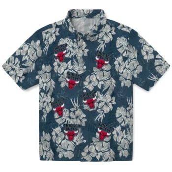 chicago bulls hibiscus flowers navy blue hawaiian shirts best selling
