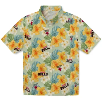 chicago bulls hibiscus mood pale lime yellow hawaiian shirts best selling