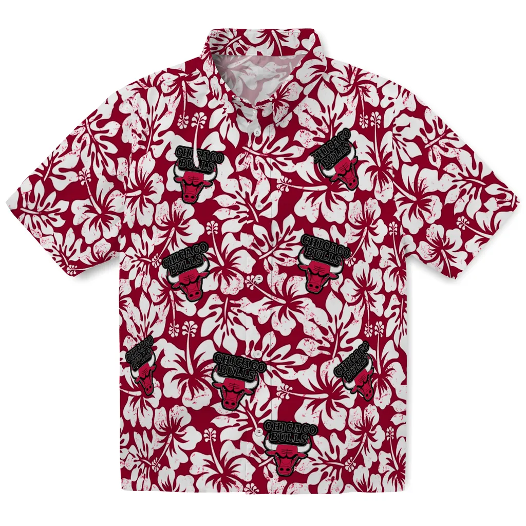 Chicago Bulls Hawaiian Shirt - Hibiscus Motif chicago bulls hibiscus motif red white hawaiian shirts best selling