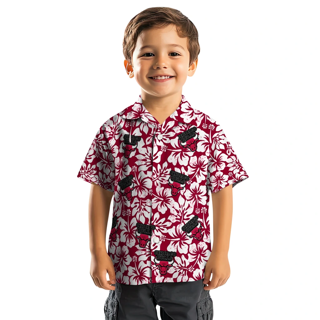 Chicago Bulls Hawaiian Shirt - Hibiscus Motif chicago bulls hibiscus motif red white hawaiian shirts top rated