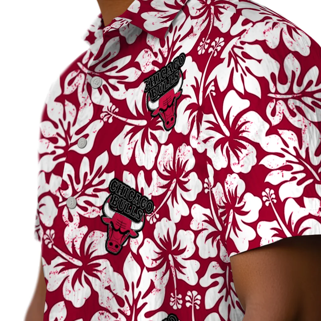 Chicago Bulls Hawaiian Shirt - Hibiscus Motif chicago bulls hibiscus motif red white hawaiian shirts trendy