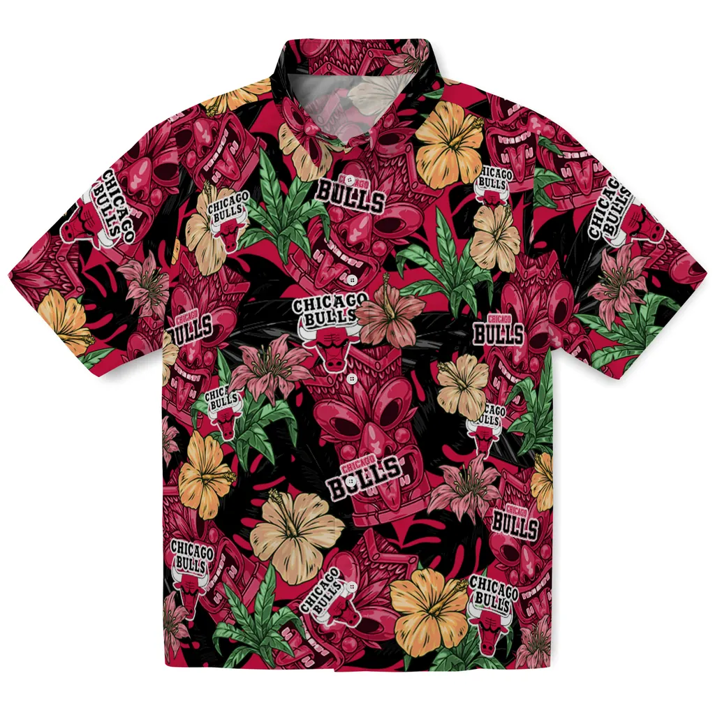 Chicago Bulls Hawaiian Shirt - Hibiscus Tiki Jungle chicago bulls tiki jungle red hawaiian shirts best selling