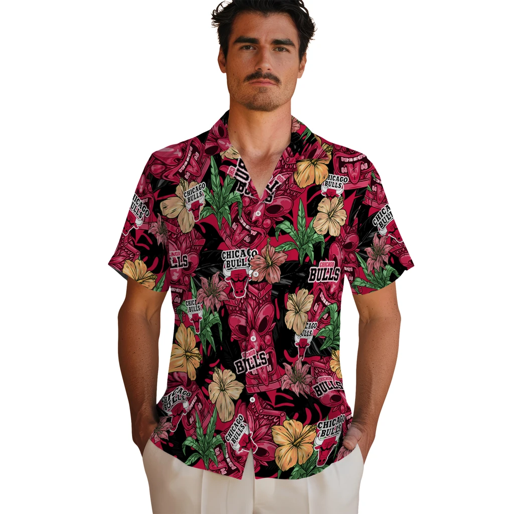 Chicago Bulls Hawaiian Shirt - Hibiscus Tiki Jungle chicago bulls tiki jungle red hawaiian shirts fashion forward