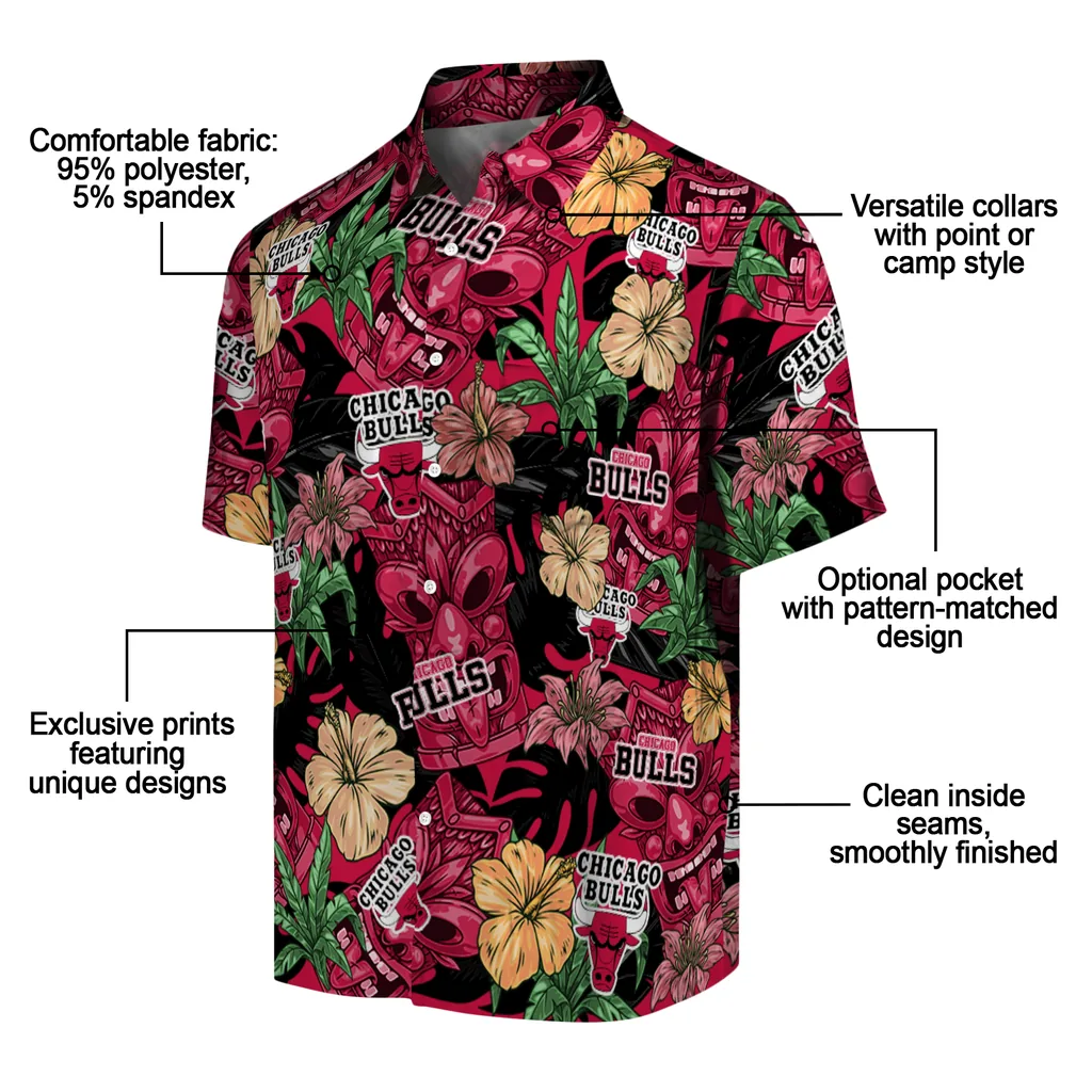 Chicago Bulls Hawaiian Shirt - Hibiscus Tiki Jungle chicago bulls tiki jungle red hawaiian shirts new arrival