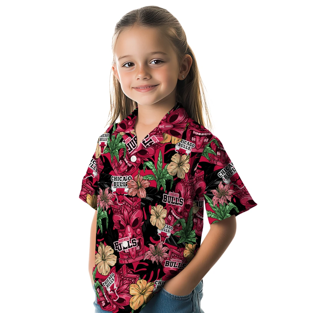 Chicago Bulls Hawaiian Shirt - Hibiscus Tiki Jungle chicago bulls tiki jungle red hawaiian shirts premium grade