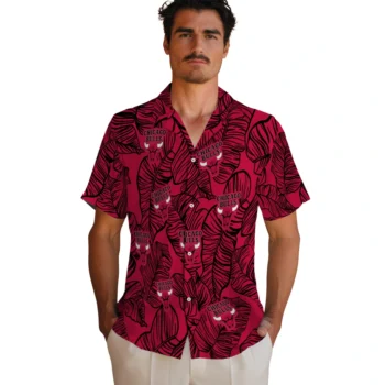 chicago bulls leaf outline red hawaiian shirts fashion forward