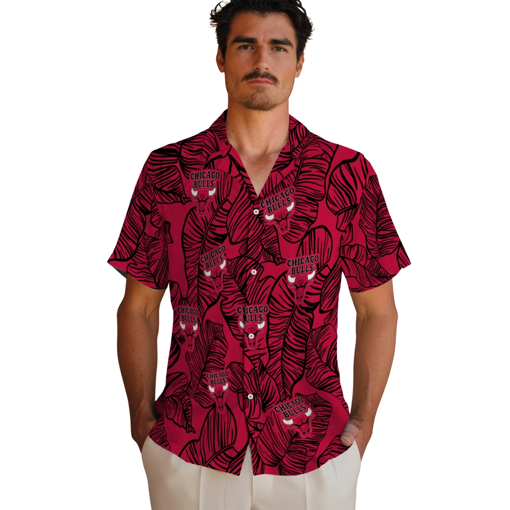 Chicago Bulls Hawaiian Shirt - Leaf Outline chicago bulls leaf outline red hawaiian shirts fashion forward