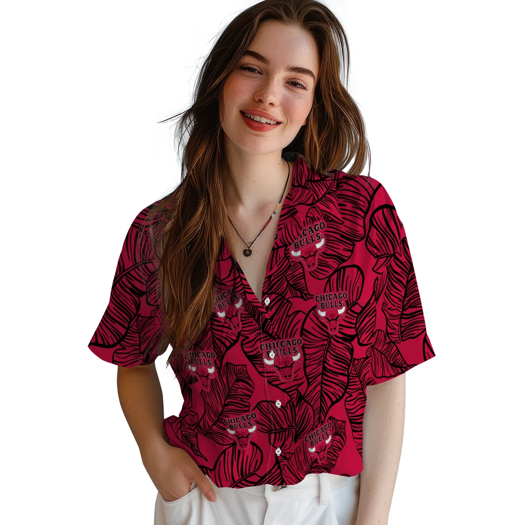 Chicago Bulls Hawaiian Shirt - Leaf Outline chicago bulls leaf outline red hawaiian shirts latest model