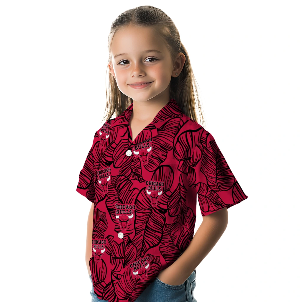 Chicago Bulls Hawaiian Shirt - Leaf Outline chicago bulls leaf outline red hawaiian shirts premium grade