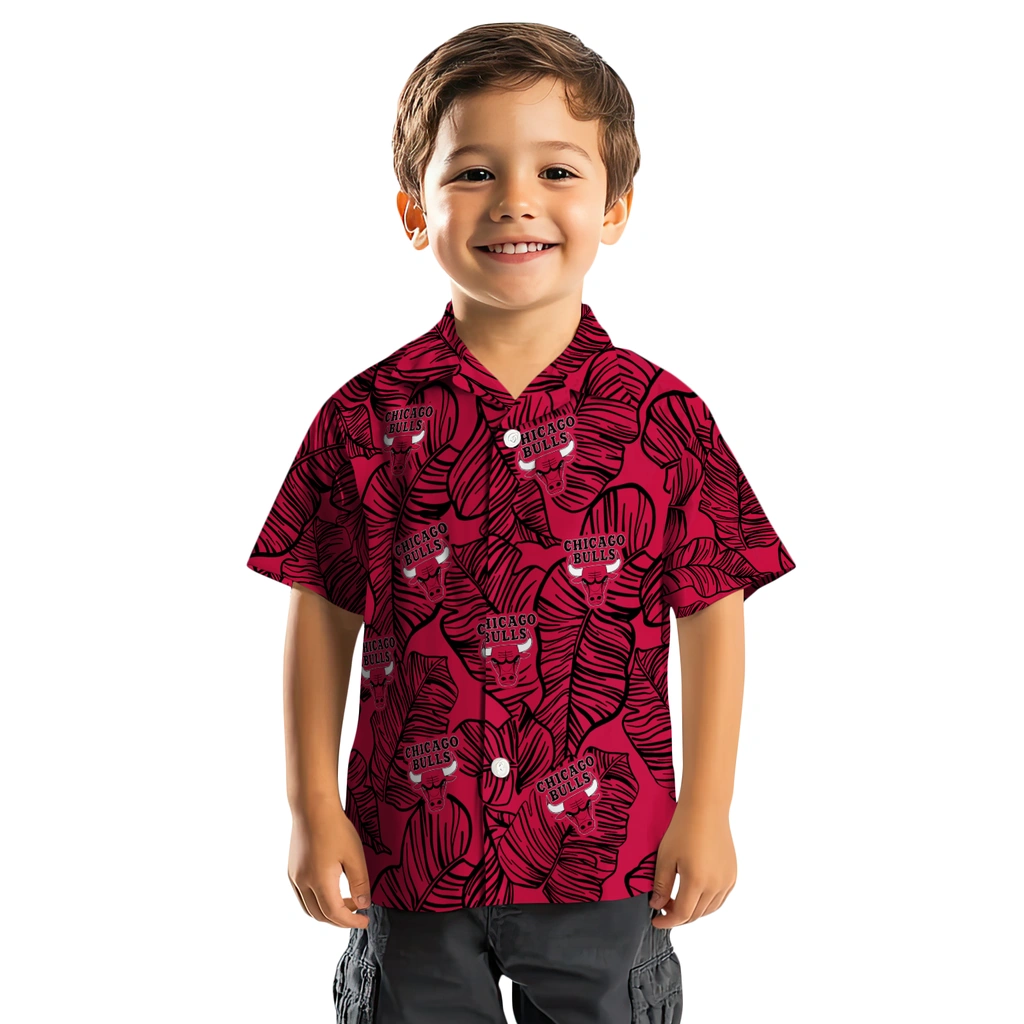 Chicago Bulls Hawaiian Shirt - Leaf Outline chicago bulls leaf outline red hawaiian shirts top rated